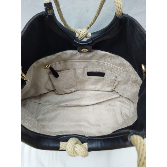Michael Kors Black Canvas Rope Handles Shoulder Bag - Picture 11 of 16